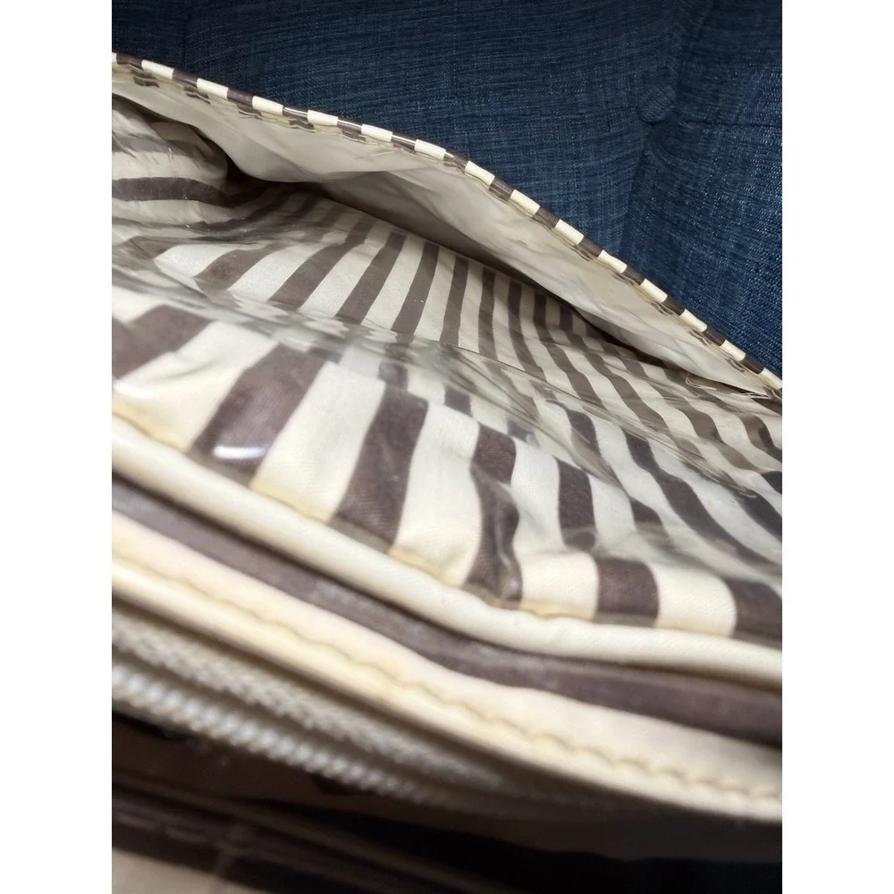 Vintage Henri Bendel Centennial Stripe Large Clear Vinyl‎ Makeup Bag 12 X 9 X 4
